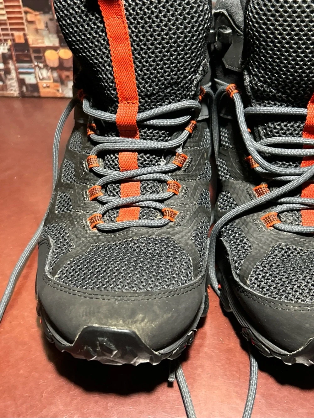 Merrell Black and Orange Men's Mid-Top Hiking Boots